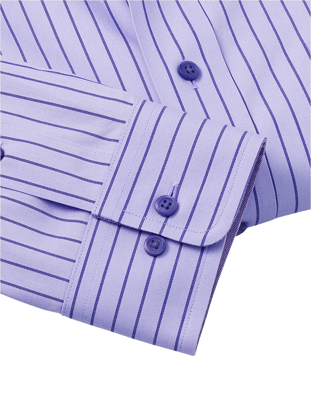 Non-Iron Cotton Stripe Dress Shirt With Contrast Trim - Purple sold by Paul Fredrick product image thumbnail 4