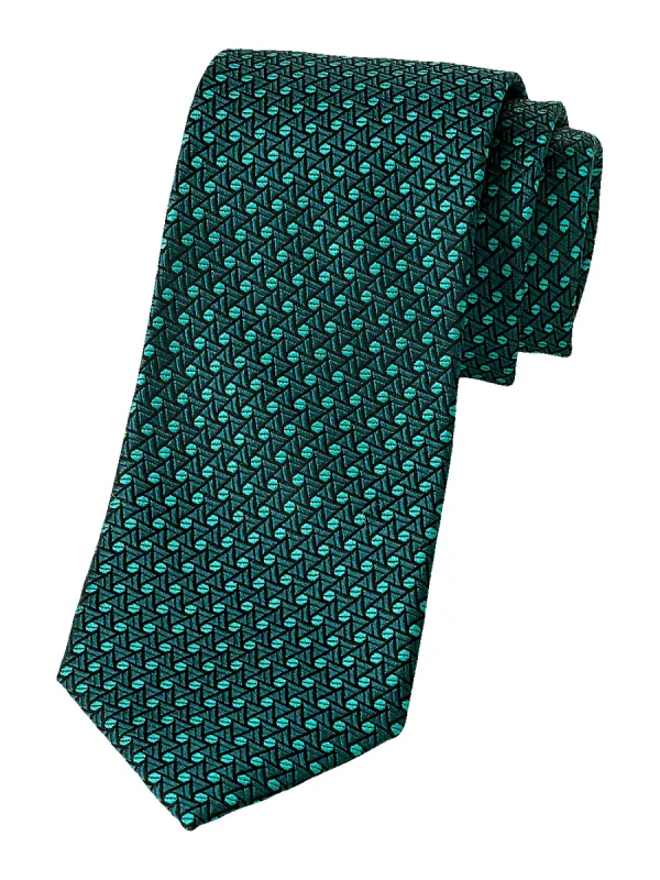 Geometric Woven Silk Tie - Teal sold by Paul Fredrick