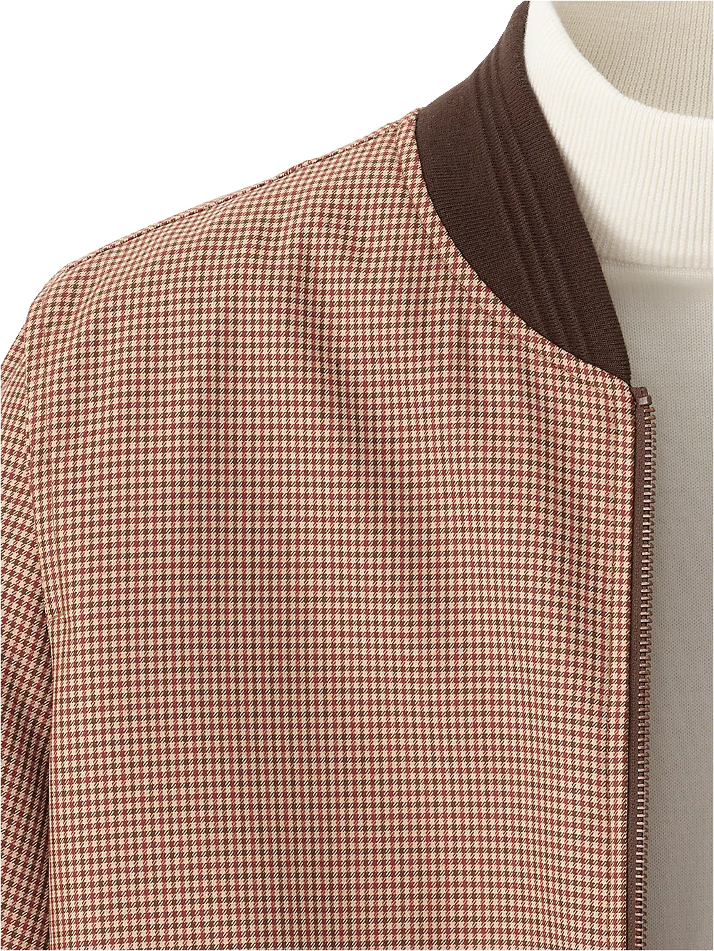 Microfiber Check Baseball Jacket - Burgundy/tan sold by Paul Fredrick product image thumbnail 4