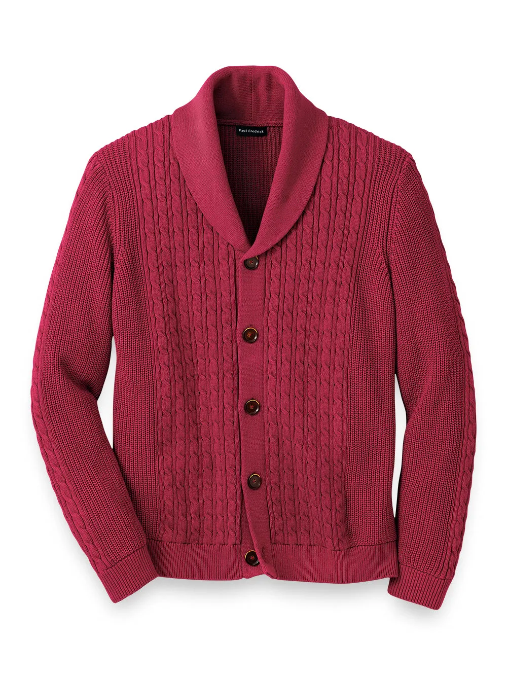 Cotton Cable Button Front Cardigan Sweater sold by Paul Fredrick