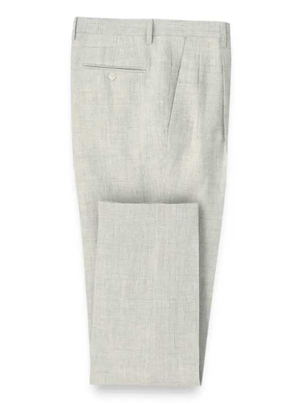Linen Plaid Suit Pants - Light Grey sold by Paul Fredrick