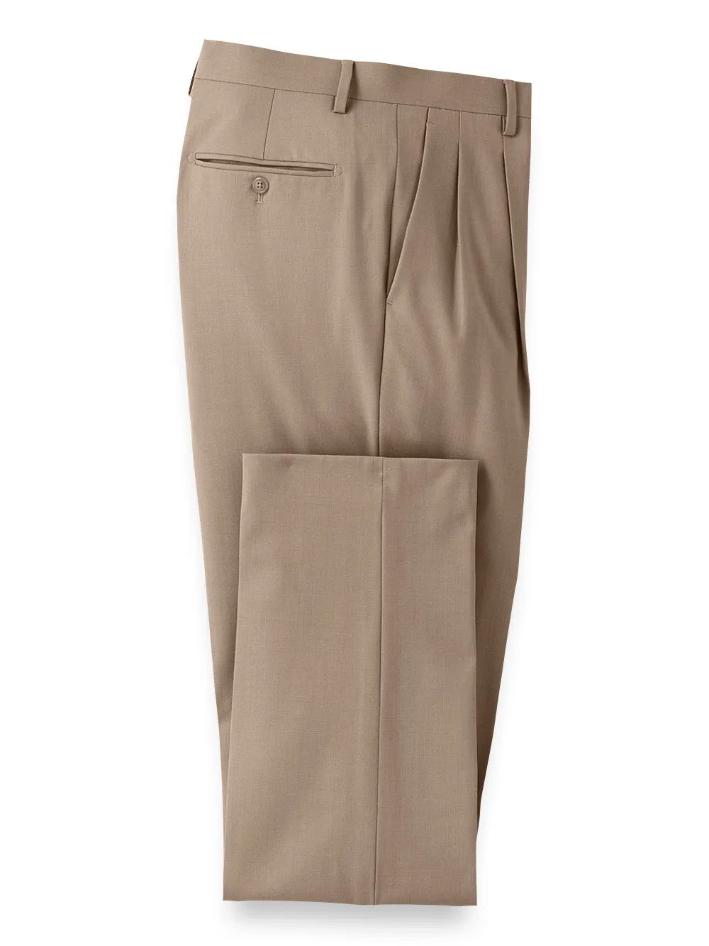 Wool Stretch Bengaline Pleated Suit Pants sold by Paul Fredrick