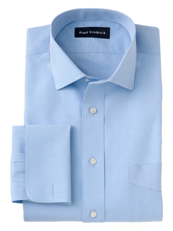 Supima Non-Iron Cotton Solid Color Spread Collar French Cuff Dress Shirt - Blue sold by Paul Fredrick