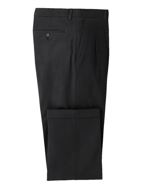 Classic Fit Cotton Stretch Twill Pleated Pants - Black sold by Paul Fredrick