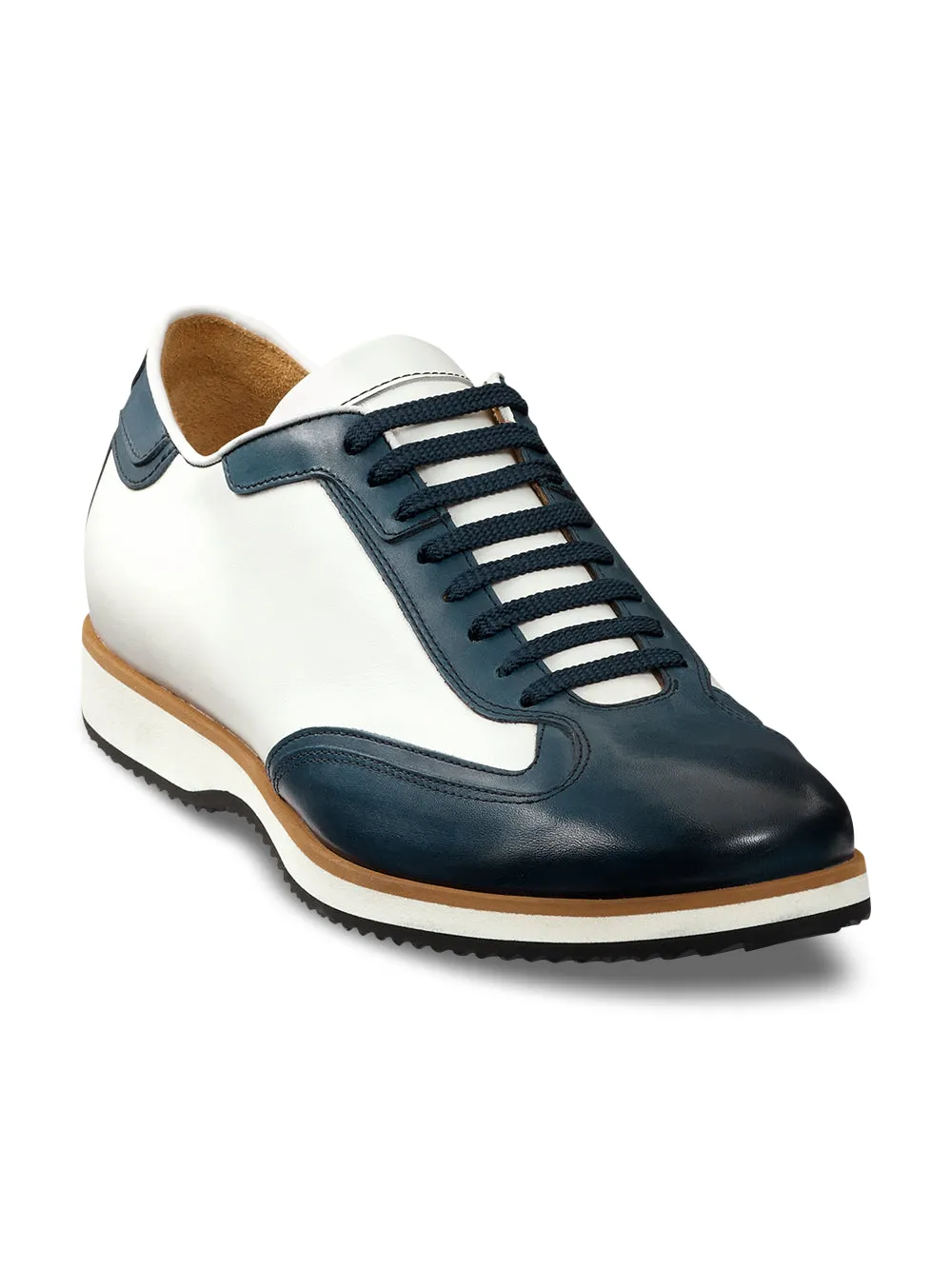 Theo Two Tone Retro Sneakers - White/blue sold by Paul Fredrick