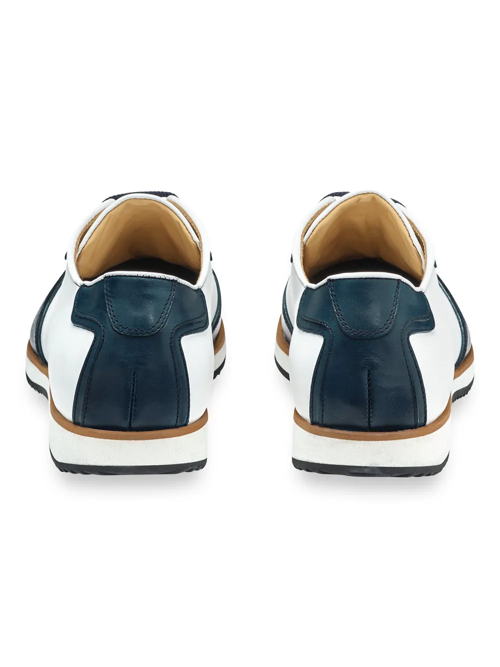 Theo Two Tone Retro Sneakers - White/blue sold by Paul Fredrick product image thumbnail 4