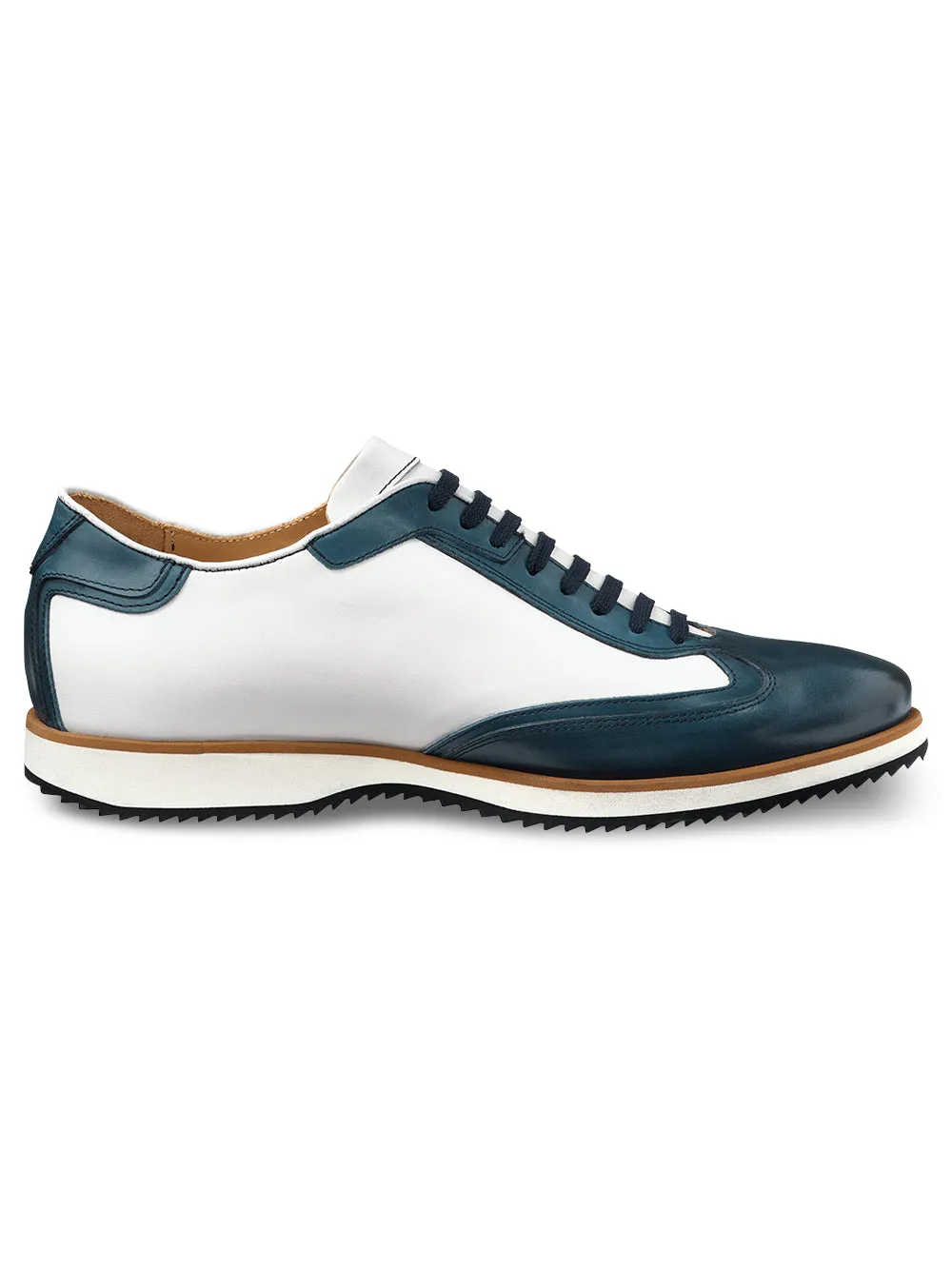 Theo Two Tone Retro Sneakers - White/blue sold by Paul Fredrick product image thumbnail 2