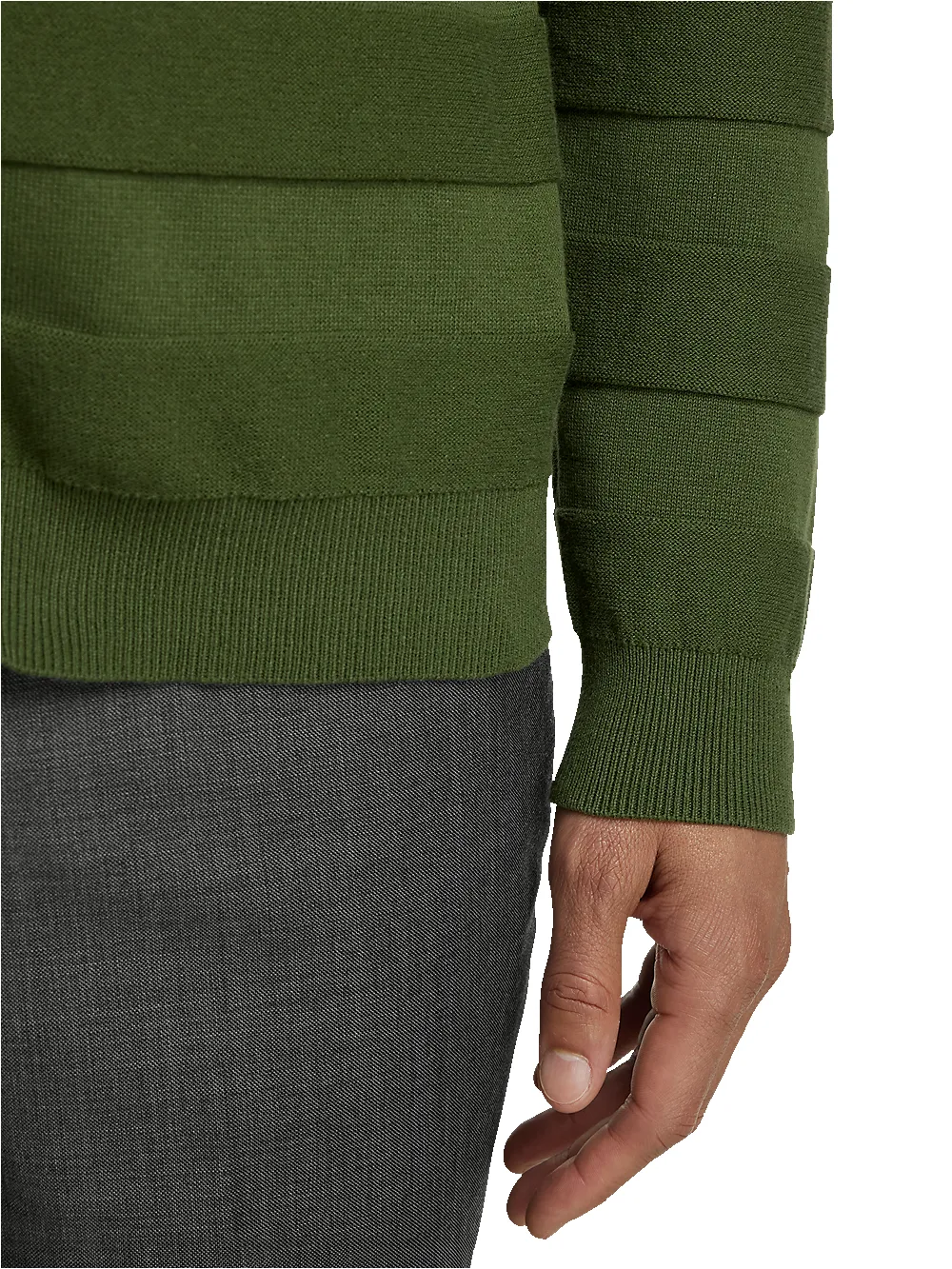 Cotton Full Zip Polo - Olive sold by Paul Fredrick product image thumbnail 4