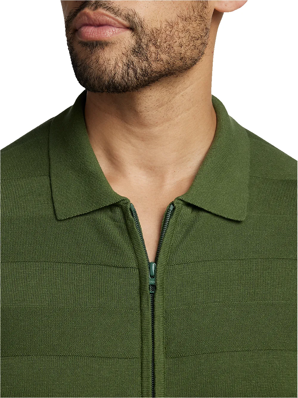 Cotton Full Zip Polo - Olive sold by Paul Fredrick product image thumbnail 3