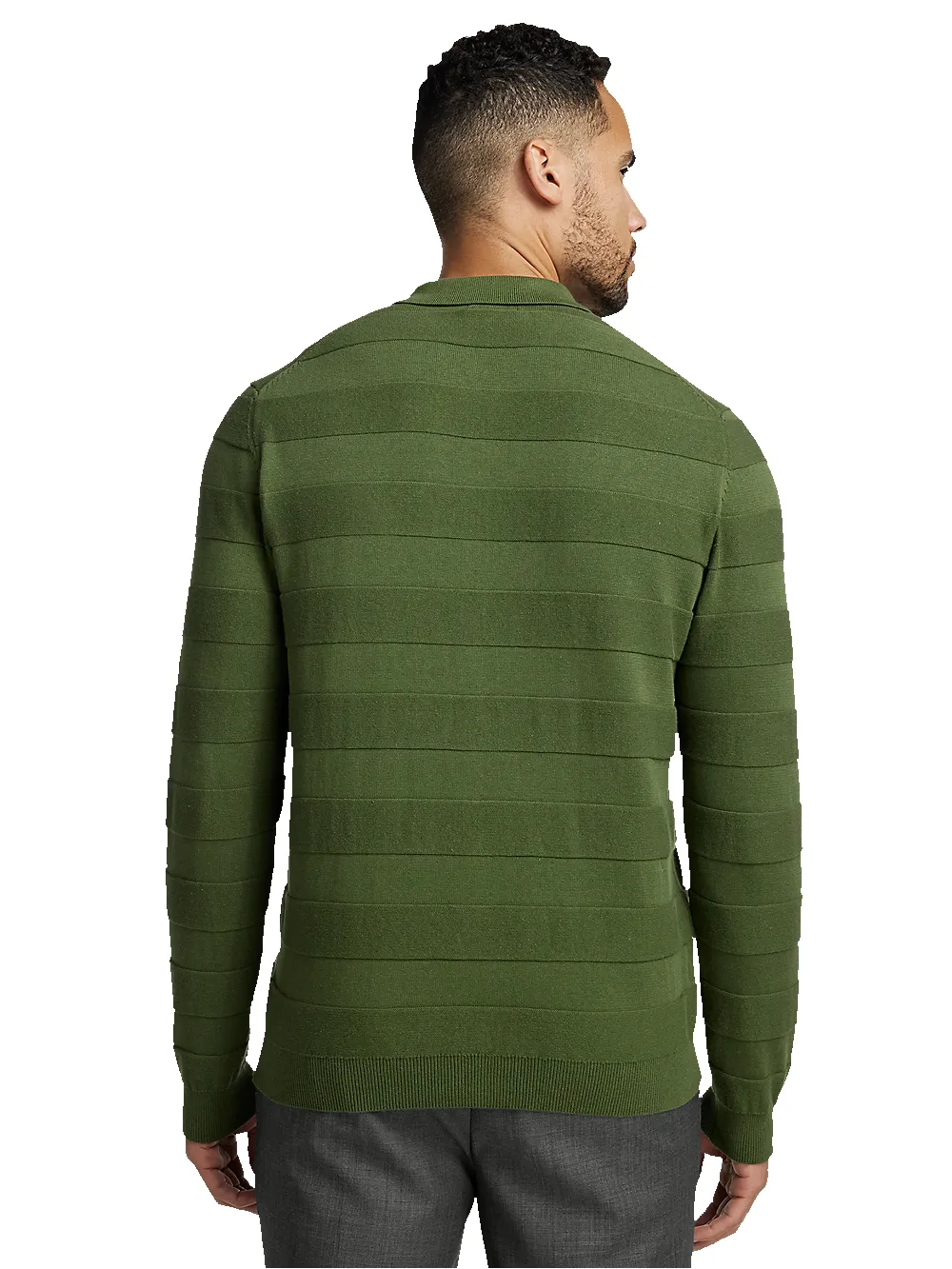 Cotton Full Zip Polo - Olive sold by Paul Fredrick product image thumbnail 5