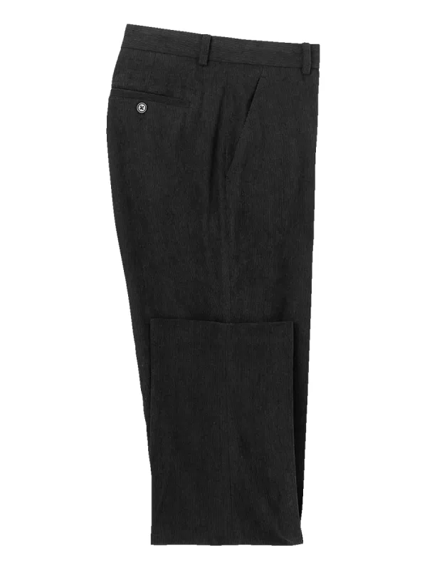 Corduroy Flat Front Pants - Black sold by Paul Fredrick
