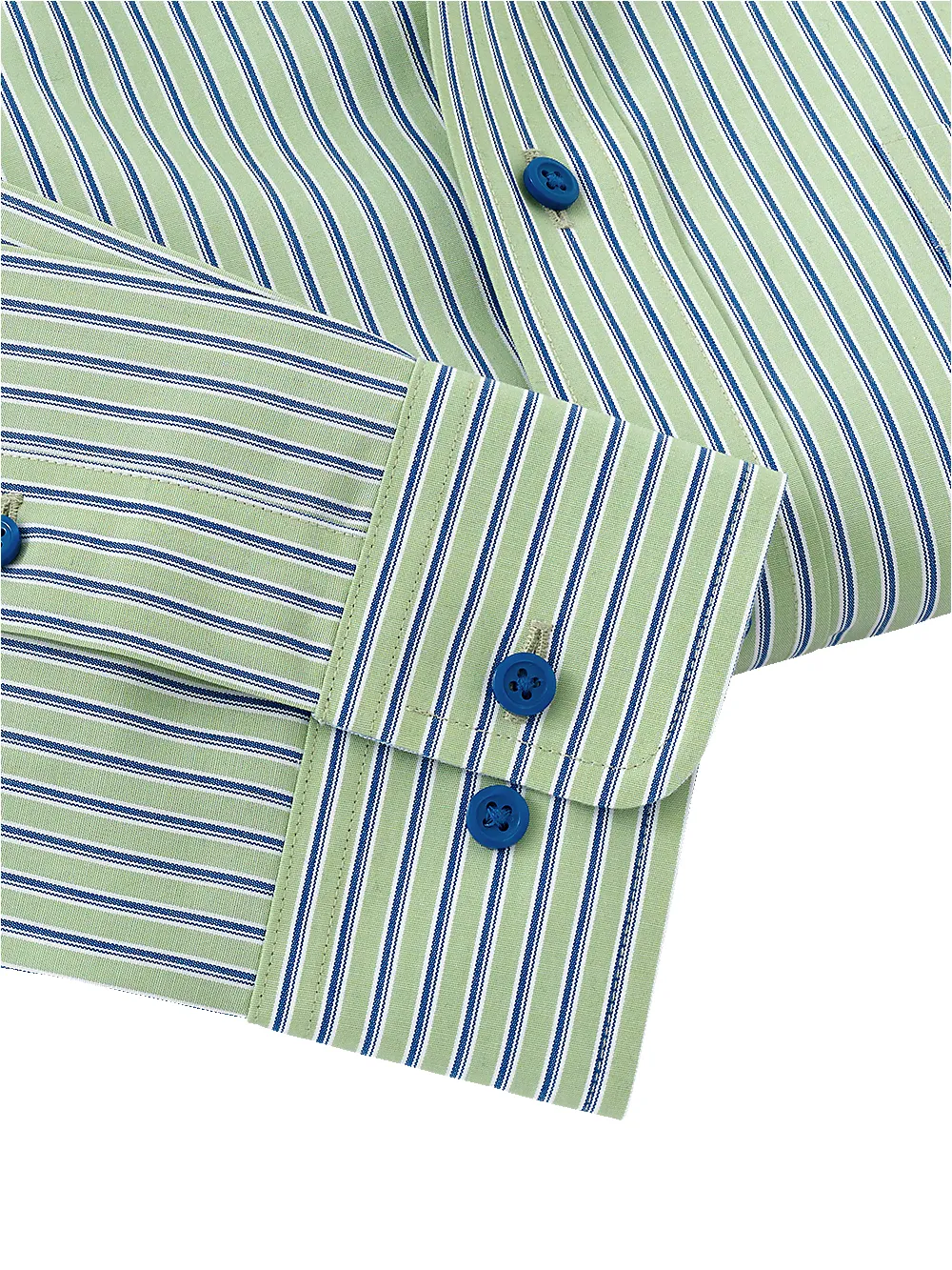 Non-Iron Cotton Stripe Dress Shirt With Contrast Trim - Green/blue sold by Paul Fredrick product image thumbnail 4