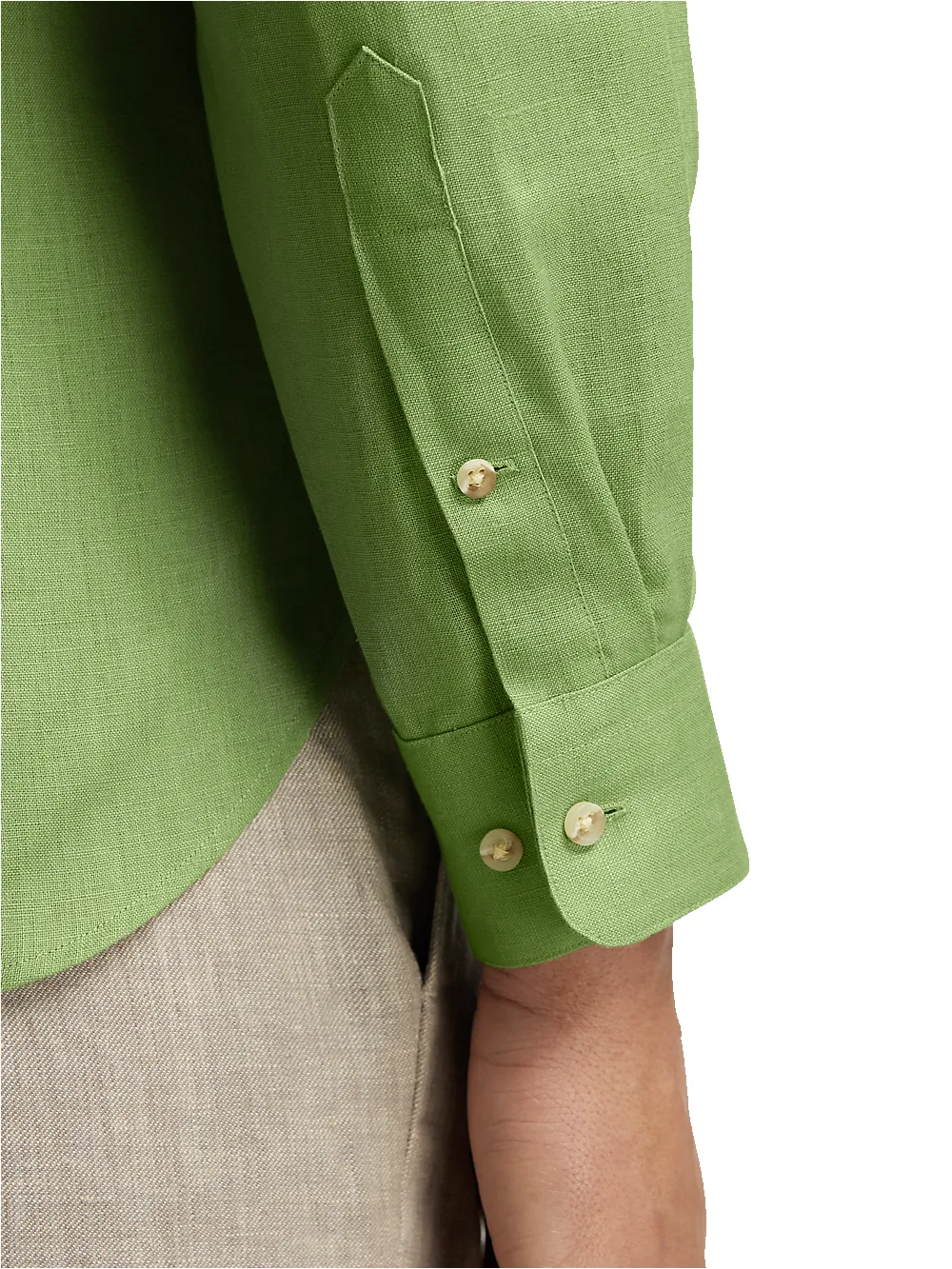Linen Solid Casual Shirt - Green sold by Paul Fredrick product image thumbnail 4