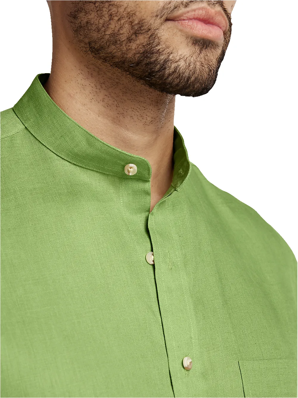 Linen Solid Casual Shirt - Green sold by Paul Fredrick product image thumbnail 3