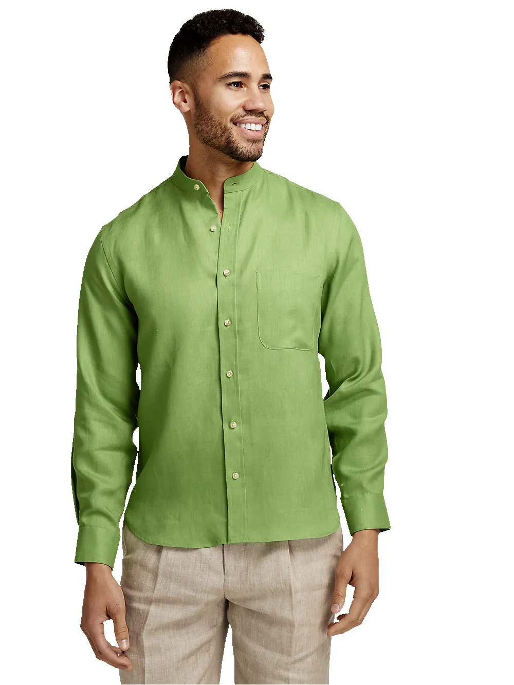 Linen Solid Casual Shirt - Green sold by Paul Fredrick product image thumbnail 2