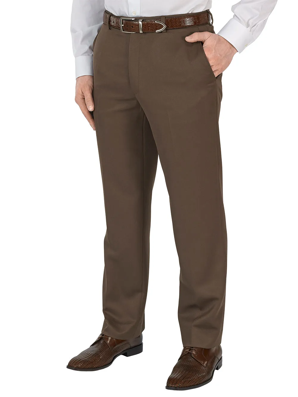Microfiber Solid Pants - Cocoa sold by Paul Fredrick