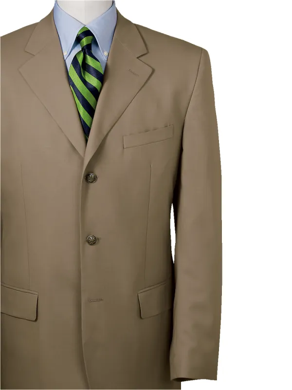 100% Wool Three-Button Travel Blazer - British Tan sold by Paul Fredrick
