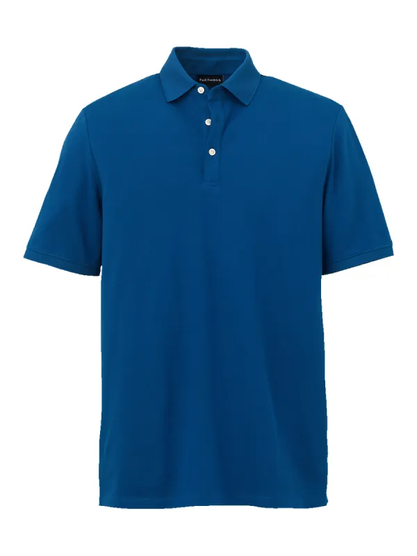 Cotton Blend Three Button Polo - Navy sold by Paul Fredrick