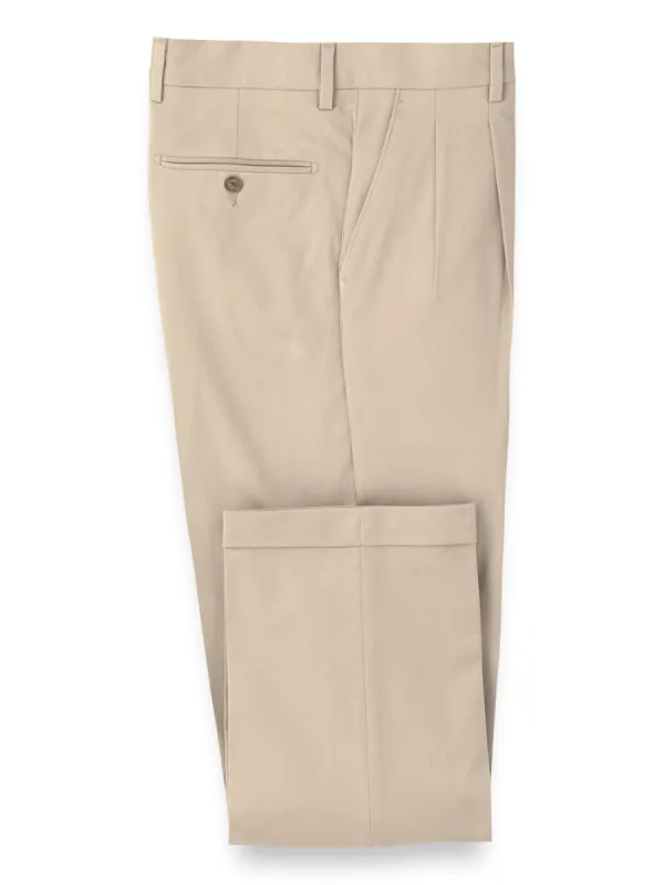 Classic Fit Cotton Stretch Twill Pants - Khaki sold by Paul Fredrick