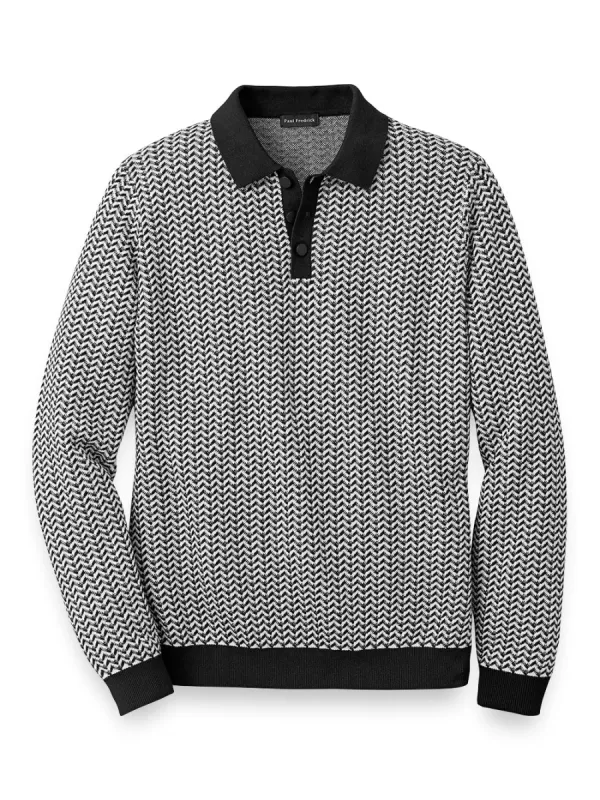 Cotton Three Button Polo sold by Paul Fredrick