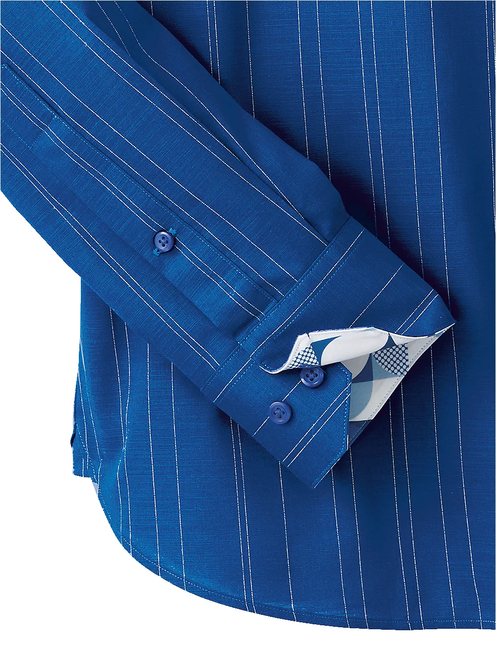 Cotton Stripe Casual Shirt With Contrast Trim - Blue sold by Paul Fredrick product image thumbnail 3