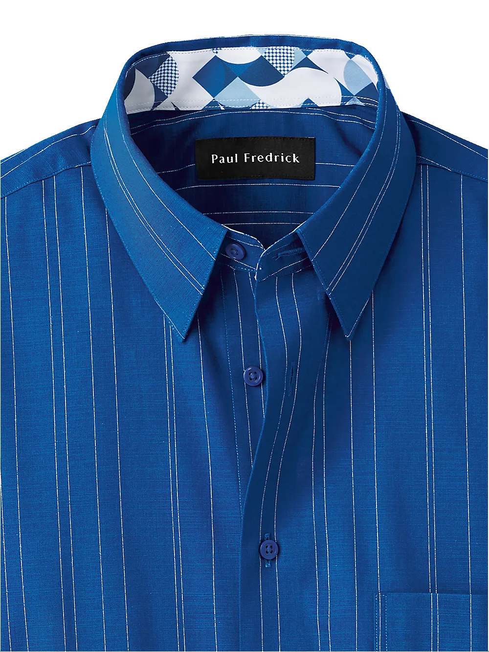 Cotton Stripe Casual Shirt With Contrast Trim - Blue sold by Paul Fredrick product image thumbnail 2
