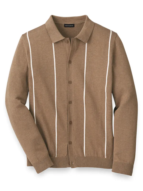 Cotton Button Front Polo sold by Paul Fredrick