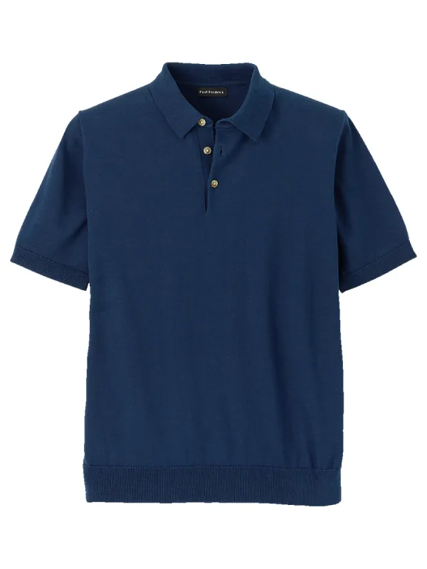 Supima Cotton Three Button Polo - Navy sold by Paul Fredrick