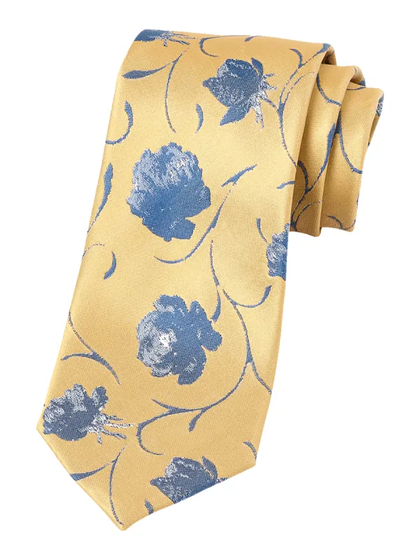Floral Woven Silk Tie - Yellow/blue sold by Paul Fredrick