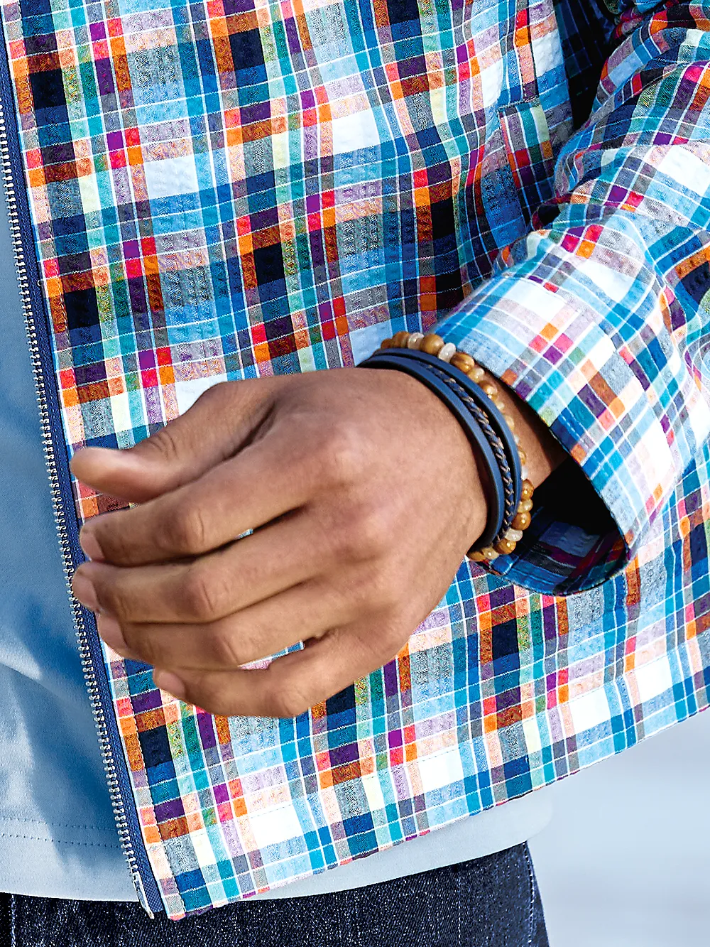 Multiple Layer Leather Bracelet - Navy sold by Paul Fredrick product image thumbnail 2