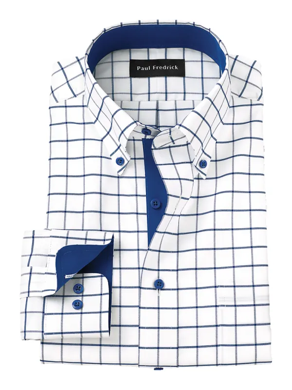 Comfort Stretch Non-Iron Check Dress Shirt With Contrast Trim - Cobalt sold by Paul Fredrick
