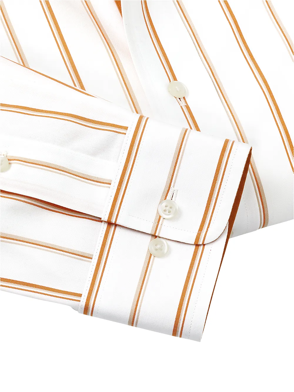 Non-Iron Cotton Stripe Dress Shirt With Contrast Trim - Melon/tan sold by Paul Fredrick product image thumbnail 4