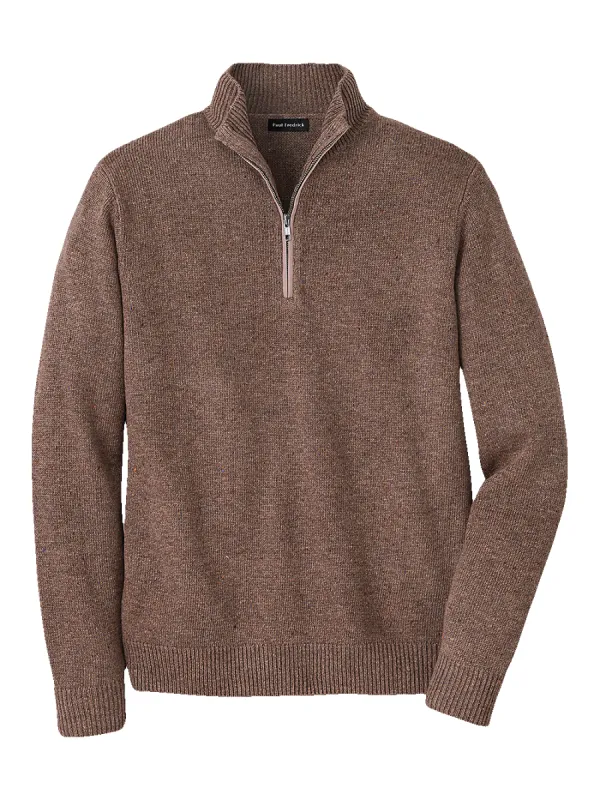 Donegal Zip Mock Neck Sweater - Dark Taupe sold by Paul Fredrick