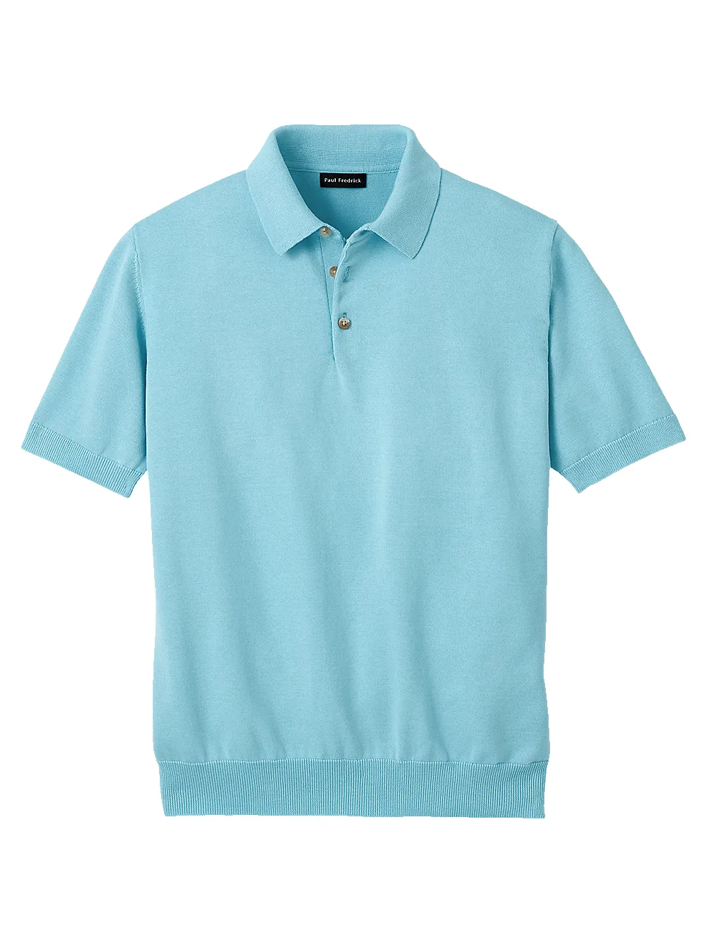Supima Cotton Three Button Polo - Sky Blue sold by Paul Fredrick