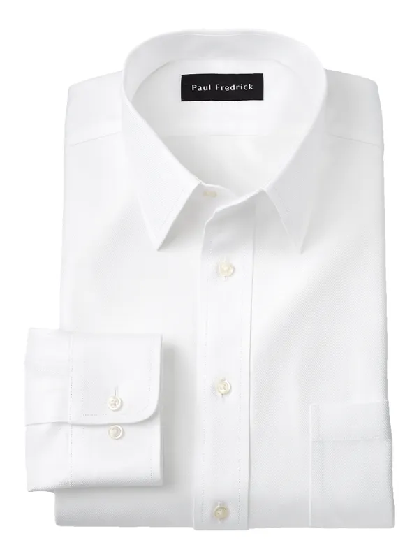 Non-Iron Cotton Herringbone Point Collar Dress Shirt - White sold by Paul Fredrick