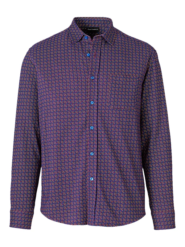 Cotton Button Front Polo - Multi sold by Paul Fredrick