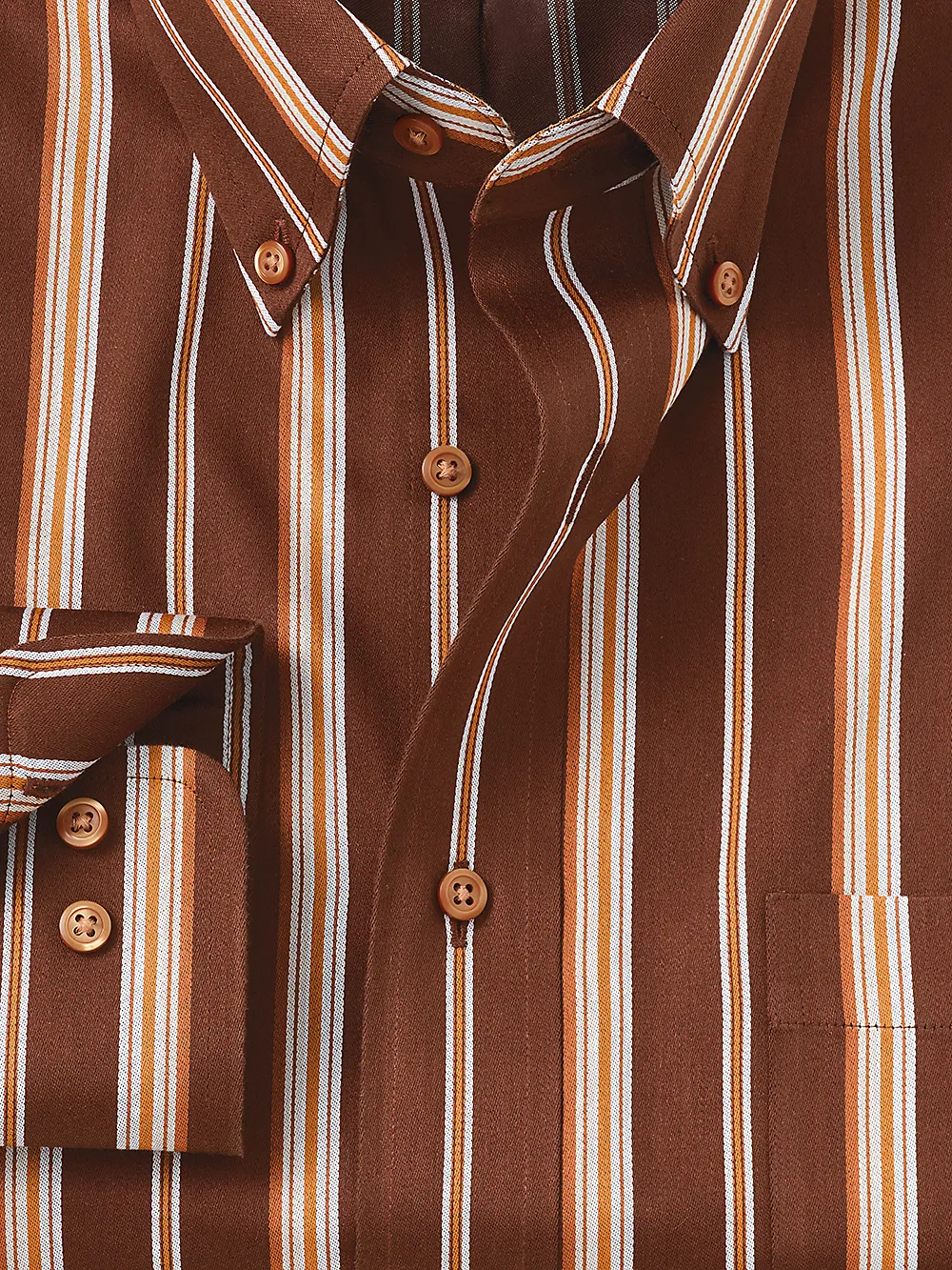 Non-Iron Cotton Stripe Dress Shirt - Brown/rust sold by Paul Fredrick product image thumbnail 2