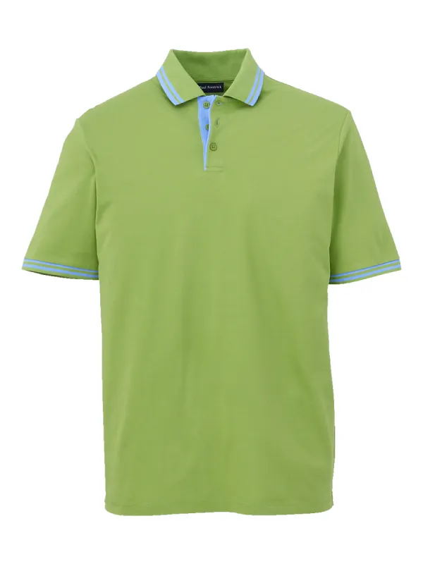 Mercerized Cotton Pique Three Button Polo - Green sold by Paul Fredrick