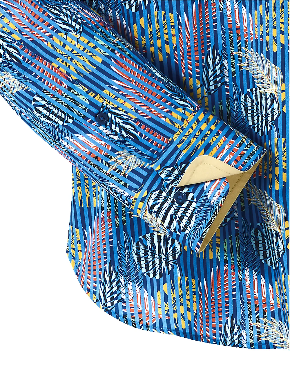 Cotton Leaf Print Casual Shirt With Contrast Trim - Multi sold by Paul Fredrick product image thumbnail 3