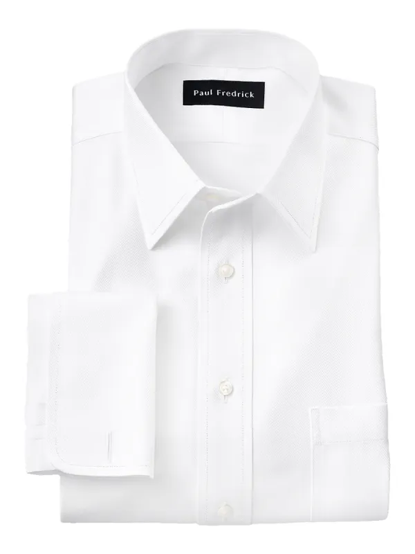 Non-Iron Cotton Herringbone Point Collar French Cuff Dress Shirt - White sold by Paul Fredrick