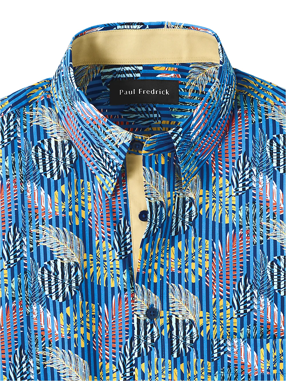 Cotton Leaf Print Casual Shirt With Contrast Trim - Multi sold by Paul Fredrick product image thumbnail 2