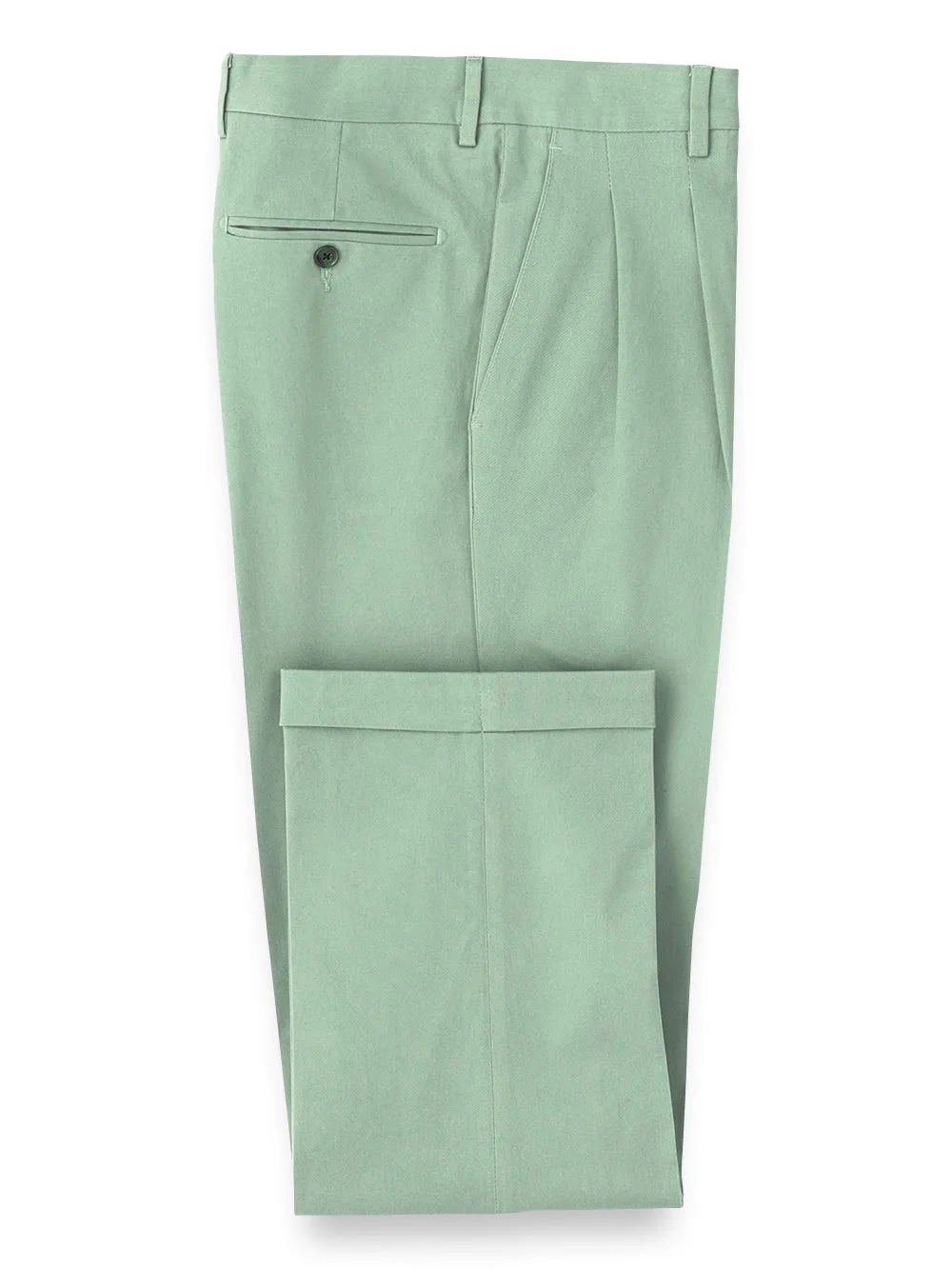 Classic Fit Cotton Stretch Twill Pants - Moss sold by Paul Fredrick