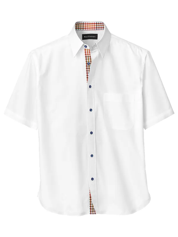 Cotton Solid Casual Shirt With Contrast Trim - White sold by Paul Fredrick