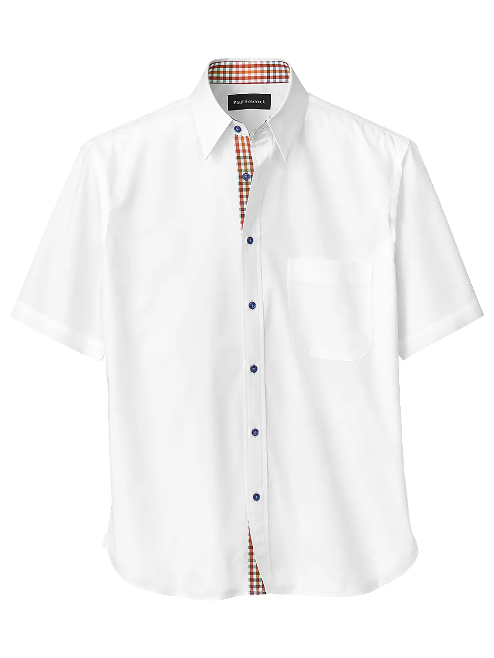 Cotton Solid Casual Shirt With Contrast Trim - White sold by Paul Fredrick