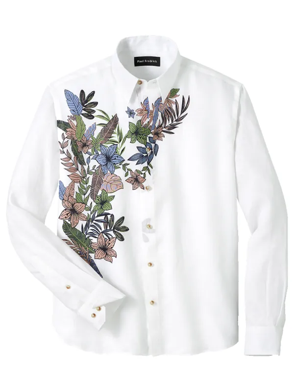 Linen Print Panel Casual Shirt - Multi sold by Paul Fredrick