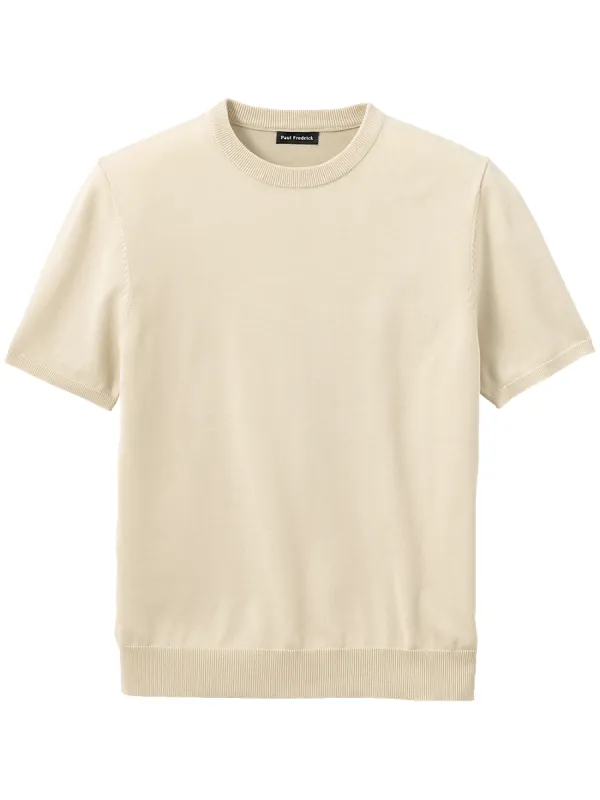 Supima Cotton Crew Neck Sweater - Ivory sold by Paul Fredrick