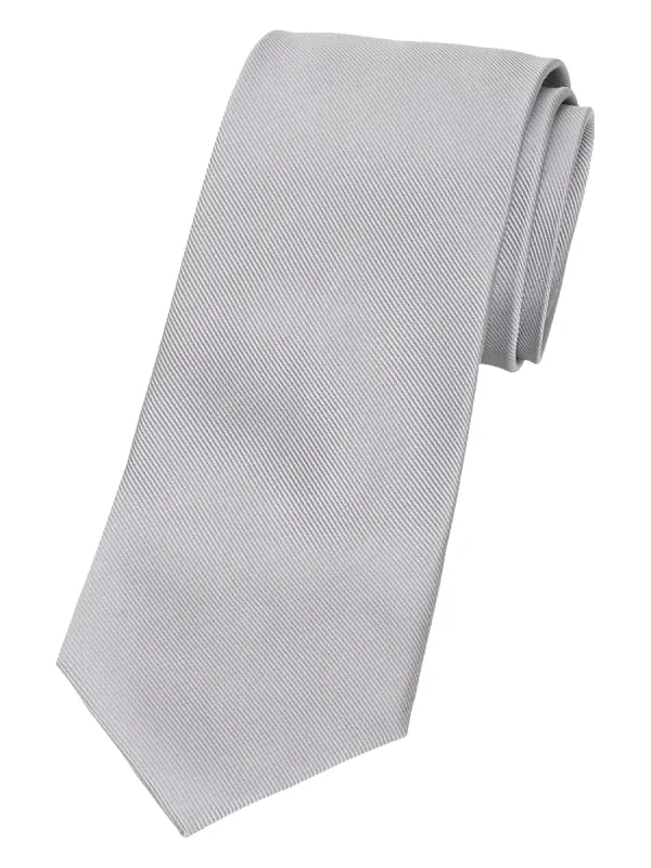 Solid Twill Woven Silk Tie - Silver sold by Paul Fredrick
