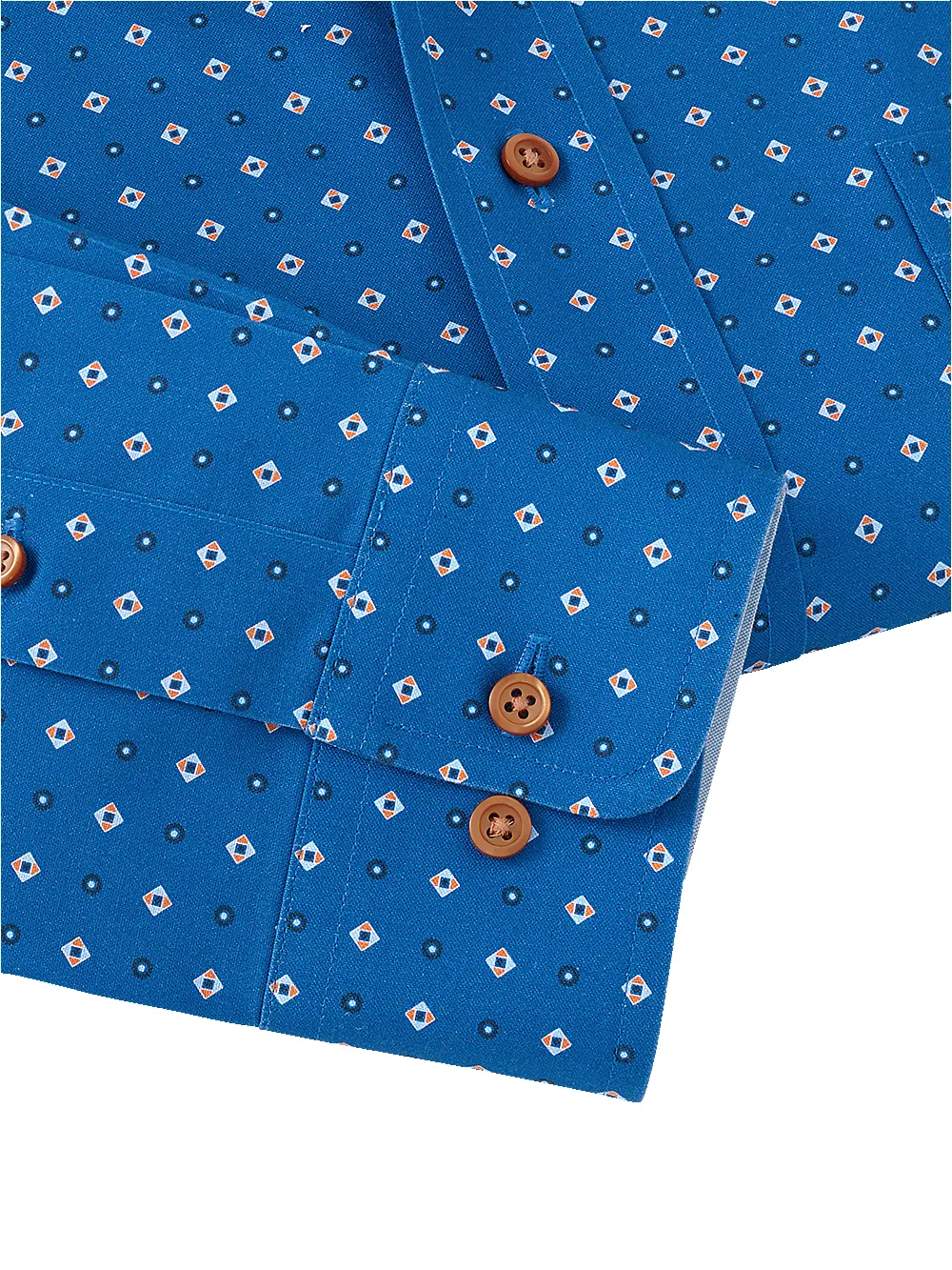 Non-Iron Cotton Diamond Print Dress Shirt With Contrast Trim - Cobalt sold by Paul Fredrick product image thumbnail 5