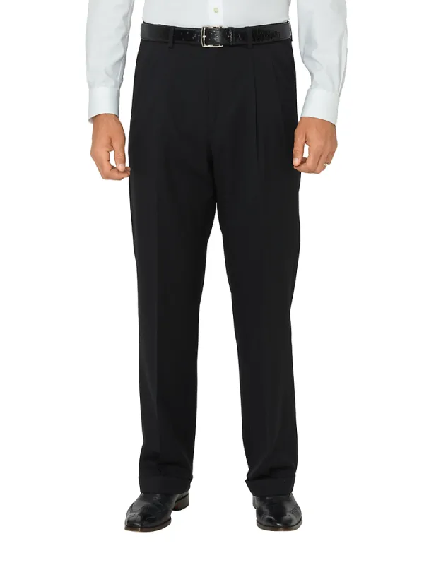 Super 120's Wool Pleated Pants - Black sold by Paul Fredrick