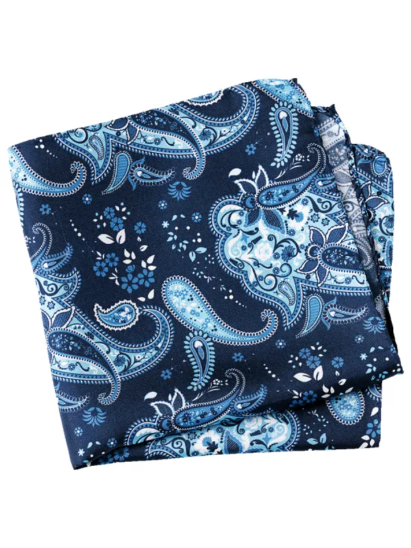 Paisley Silk Pocket Square - Blue sold by Paul Fredrick